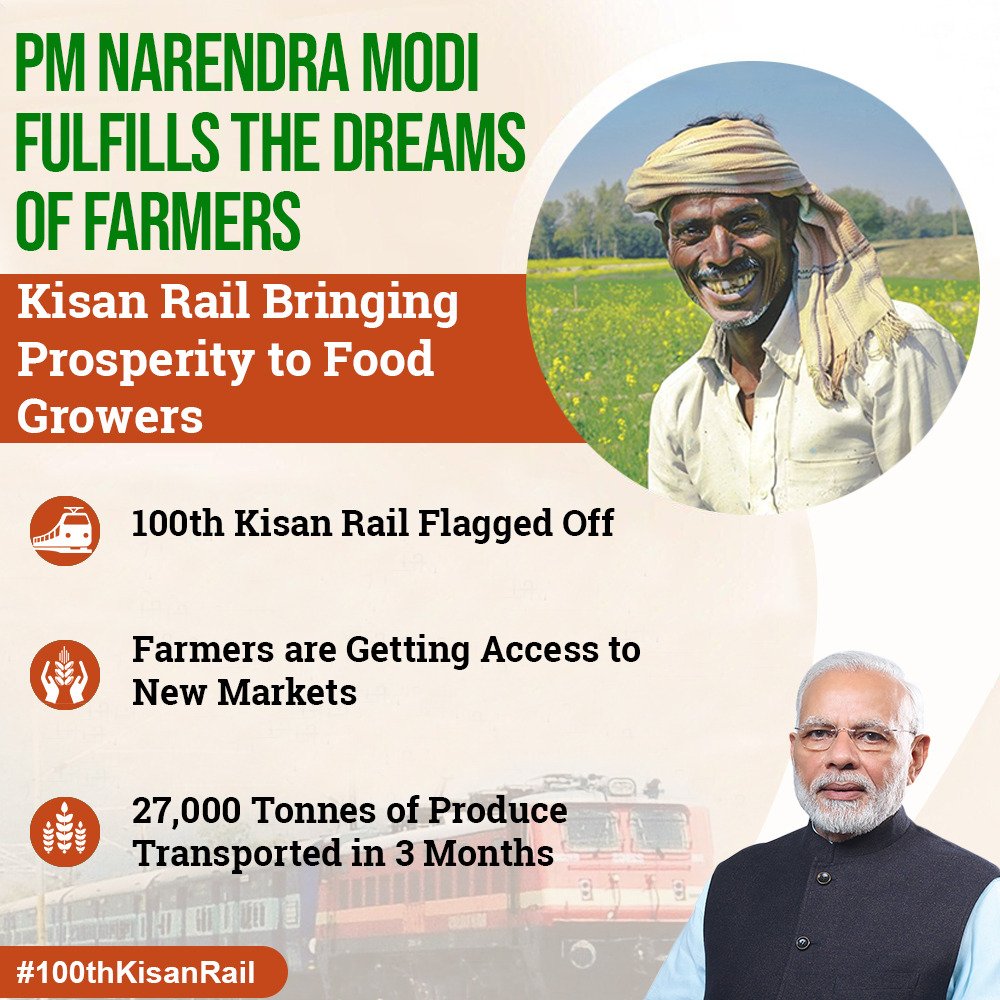 PM <a href="/NarendraModi/">Narendra Modi</a> will flag of the #100thKisanRail