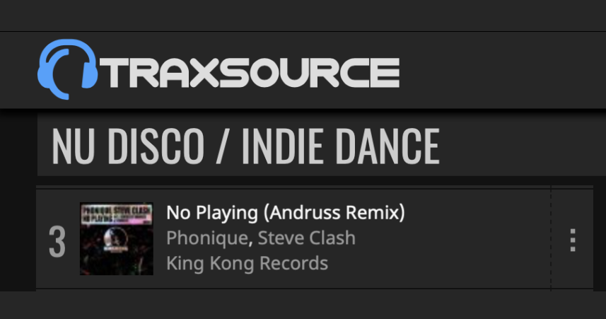bunnytigermusic's tweet photo. Up to #3 @traxsource Nu Disco Chart!❤️❤️❤️
Phonique, Steve Clash - No Playing
Listen & Download: https://t.co/bF5QlxbpkI
@michaelvater #SteveClash @AndrussMusic @kingkonglabel @labelworx #nudisco #Traxsource #charts https://t.co/nz5DMB9RTU