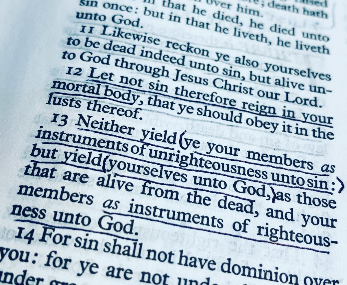 oldpathsjournal's tweet photo. The easiest way 2 overcome sin is 2b an instrument 4 God 2 do righteousness. Overcoming sin is about who YOU choose 2 yield 2. If you choose 2 yield 2 the flesh, you lose the battle over sin. If you choose to yield 2 God 2b His tool 2 do righteousness, you win the battle over sin https://t.co/LktFg2Q1cR