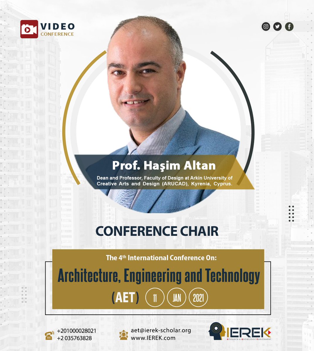 ArchitectureE13's tweet image. We are honored to introduce our (Architecture, Engineering, and Technology) conference&apos;s chairman Prof. Hasim Altan.  
Save your seat and meet Prof. Hasim Altan by registering now: ierek.com/events/aet-202…
#IEREK #AET #OnlineConference #Springer #Scopus #Engineering
