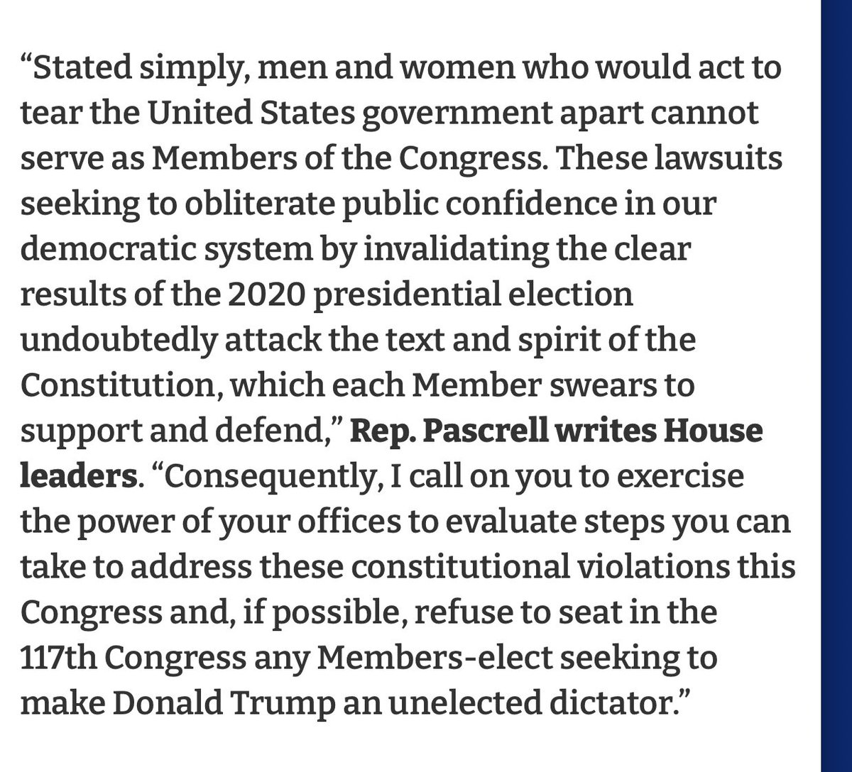 What should be the remedy for these sedition acts? Don’t seat these reps or censure their behavior. If 2 or more persons conspire to commit sedition each shall be fined and/or imprisoned not more than 20 years &shall be ineligible for employment by the United States #SeditiousGOP  https://twitter.com/kasparov63/status/1337803154478551043