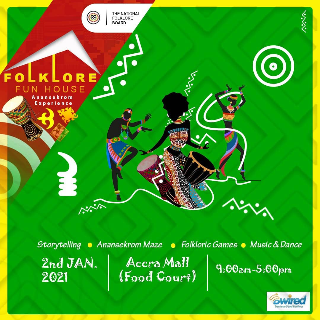 The National Folklore Board in collaboration with Bwired Media brings to you Children's Fun Folklore Day and the Night of Folklore on 2nd and 9th January respectively at Accra Mall food court.
#folklore 
#merrychristmas 
#FolkloreFunHouse