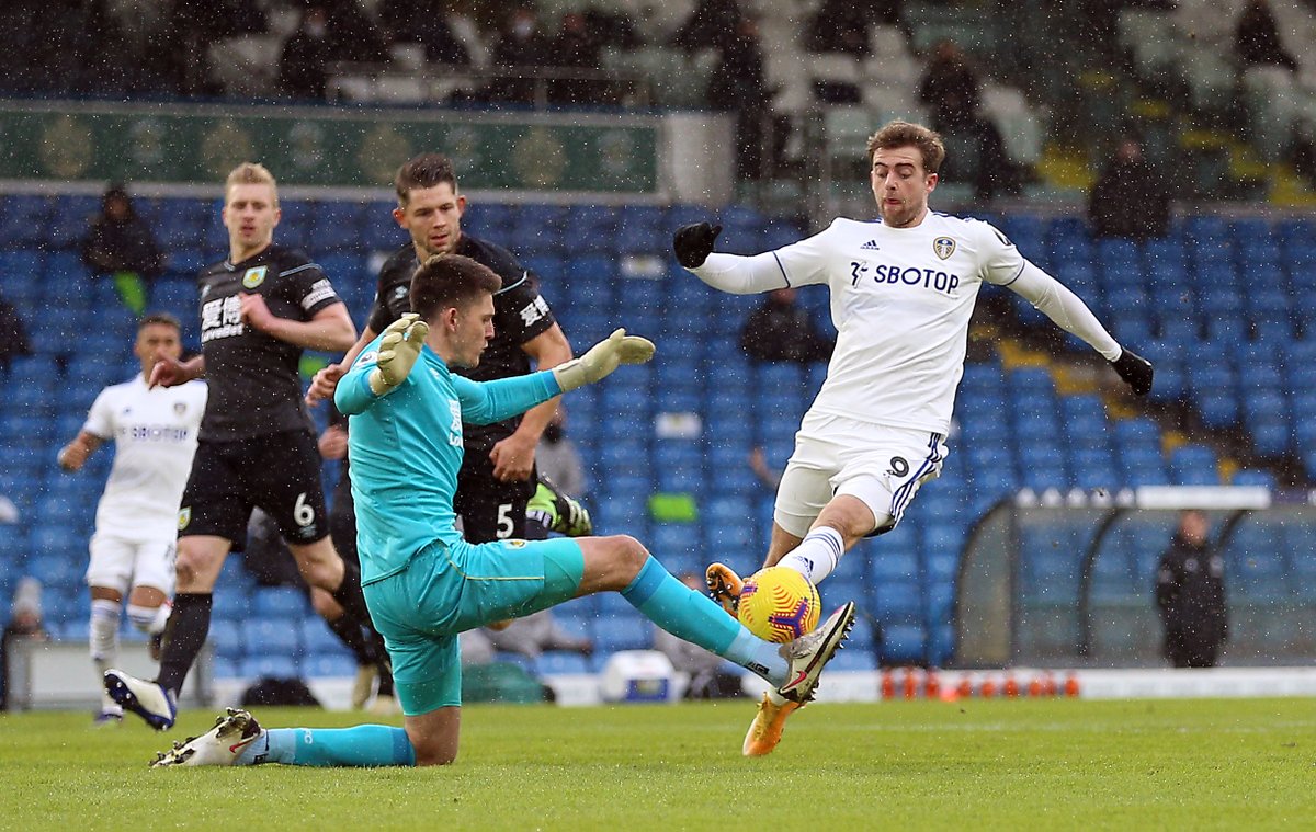 From this image, it seems a clear challenge from the goalkeeper to get to the ball ahead of Patrick Bamford.There's no problem here, it's a normal attempt to win the ball. But that doesn't give Pope carte blanche.