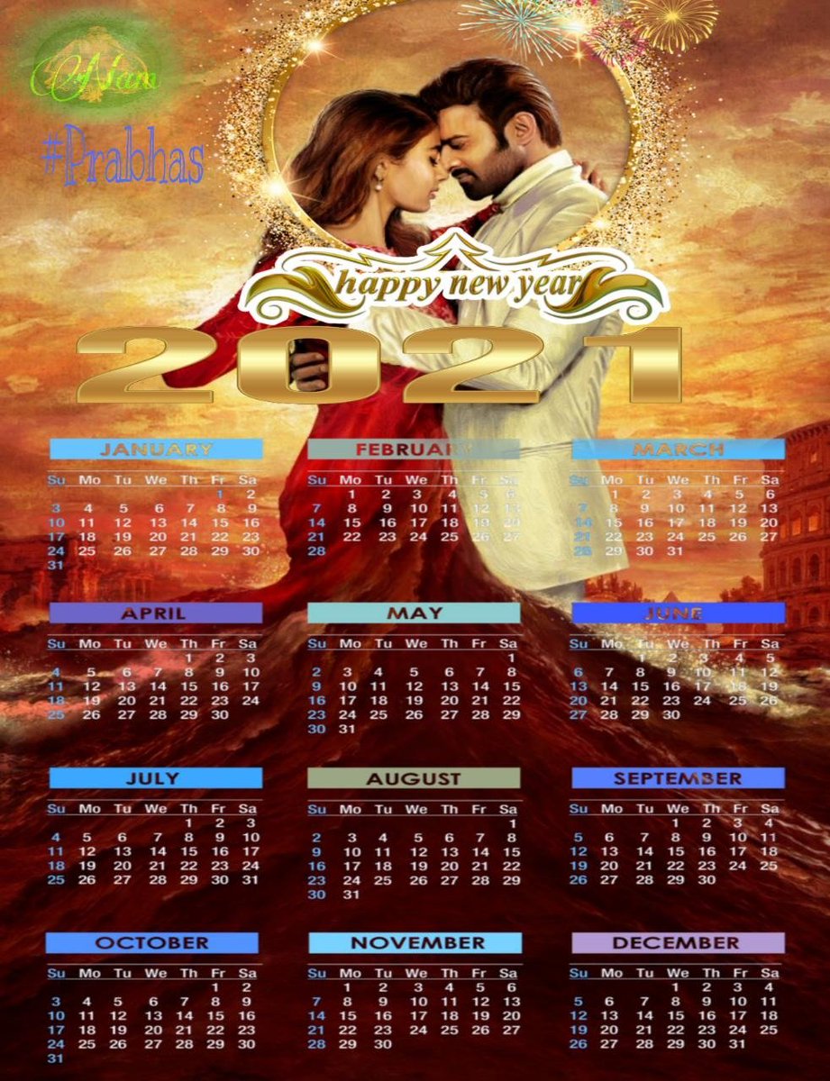 Here It Is Calendar From My Side ! 💛 #Prabhas 
#Radheshyam 😍 

#AdvanceHappyNewYear !!