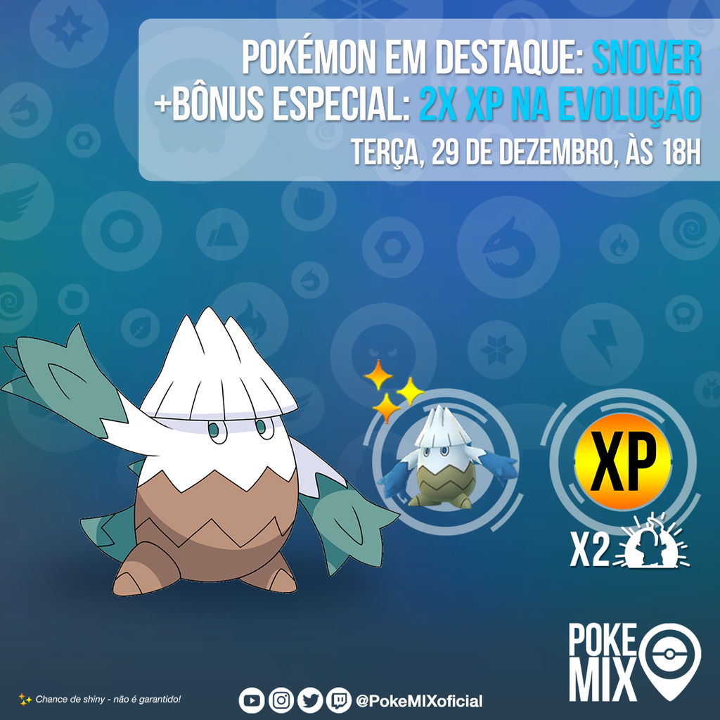 pelozinn's tweet photo. E o Pokémon em destaque amanhã é o Snover e o bônus é 2x XP na evolução de qualquer Pokémon, entre 18h e 19h.
⠀
#fiqueemcasa #SpotlightHour #friendscode #pokemongo #pokemongobrasil #pokemonfriendscode #pokemongofriends #pokemongosp #pokemongonatal #p… https://t.co/WBdaQeJOHf https://t.co/BC1GyPPtQB