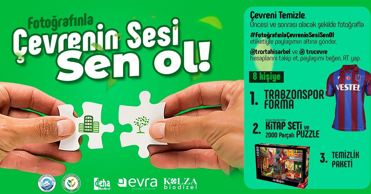 Çevrenin Sesi Sen Ol!
Çevreni temizleyip öncesi sonrası fotoğraflarını çek, #FotoğrafınlaÇevreninSesiSenOl hashtagiyle paylaş ve 3 hediyeden birini kazanma şansını yakala!  @trortahisarbel