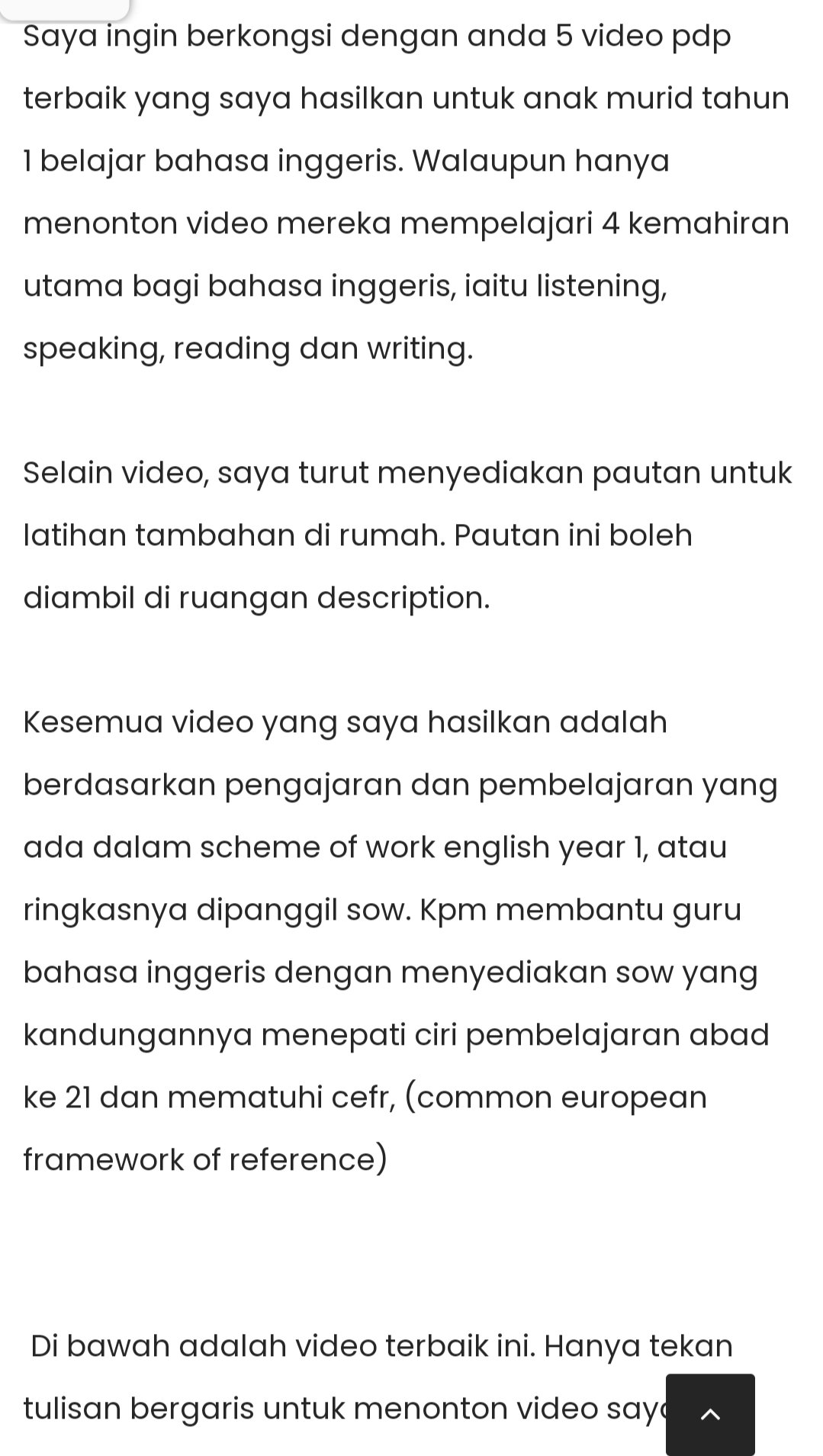 Utama pbd ciri Contoh Instrumen