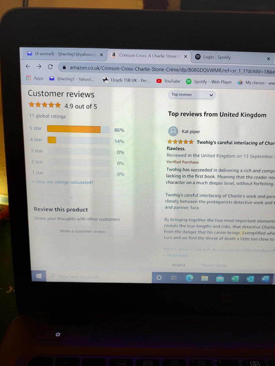 Always awesome to get lovely new reviews! If you want something to pass that weird time until #newyear2020 why not try Crimson Cross available on Amazon? 
#writingcommmunity #writinglife #WritersCafe #britishdetective #CrimeFiction #mondaythoughts #vaccination