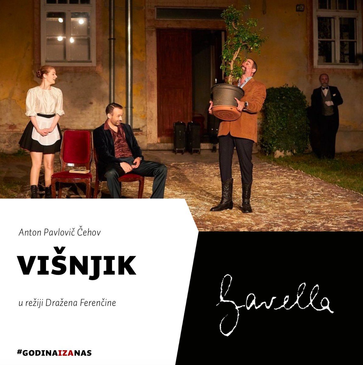 GavellaHR's tweet photo. ⏳Kazališna godina iza nas⌛️
U rujnu je u dvorištu Akademije likovnih umjetnosti zagrebačku premijeru imala predstava #Višnjik u režiji Dražena Ferenčine, nastala u koprodukciji našeg kazališta, s HNK Osijek i 20. Osječkog ljeta kulture! https://t.co/sXTvAvjCSz