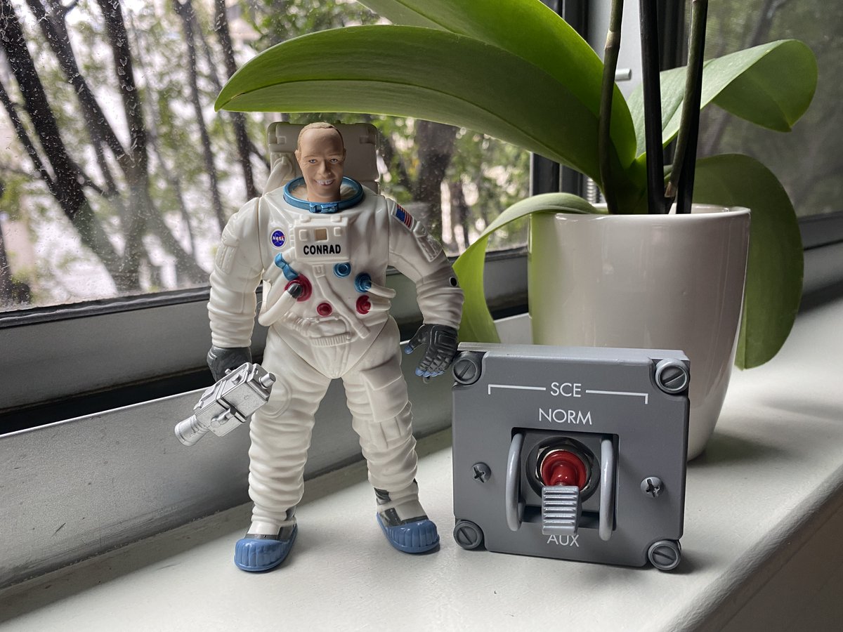 My switch is obviously a replica and not totally authentic -- the real switch was in a bank of three -- but considering it's just a desk model I didn't need the full one. Nevertheless, I kind of love it. And it pairs exceptionally well with my Pete Conrad acton figure!