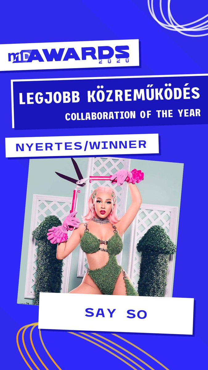 MusicDailyHU's tweet photo. .@DojaCat & @NICKIMINAJ takes home the award for Best Collab in #MDAWARDS ✨ / Gratulálunk Doja-nak és Nickinek, akik elnyerték az Év Közreműködése díjat a #MUSICDAILYAWARDS-on! ❤️ https://t.co/SF65NepgEK