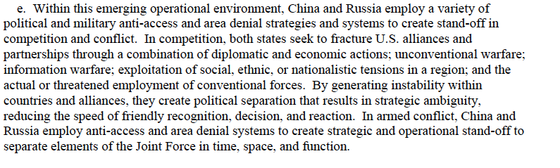 27. Here's the key passage, I think, which tries to put the above together, i.e. the challenges of A2AD, plus political warfare, plus, tech, I guess. Need to chew over this.