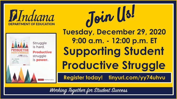 Join <a href="/MrsBruning/">Emily Bruning</a> &amp; myself TOMORROW to talk about why #ProductiveMathStruggle is something to be valued &amp; not avoided in K-12 classrooms. Connect to discuss strategies &amp; ideas! You'll also hear from #INspirEDmath's own <a href="/MsHereth/">Ella Hereth</a> and <a href="/mrsholden101/">Melissa Holden</a>! #INedchat
tinyurl.com/yy74uhvu