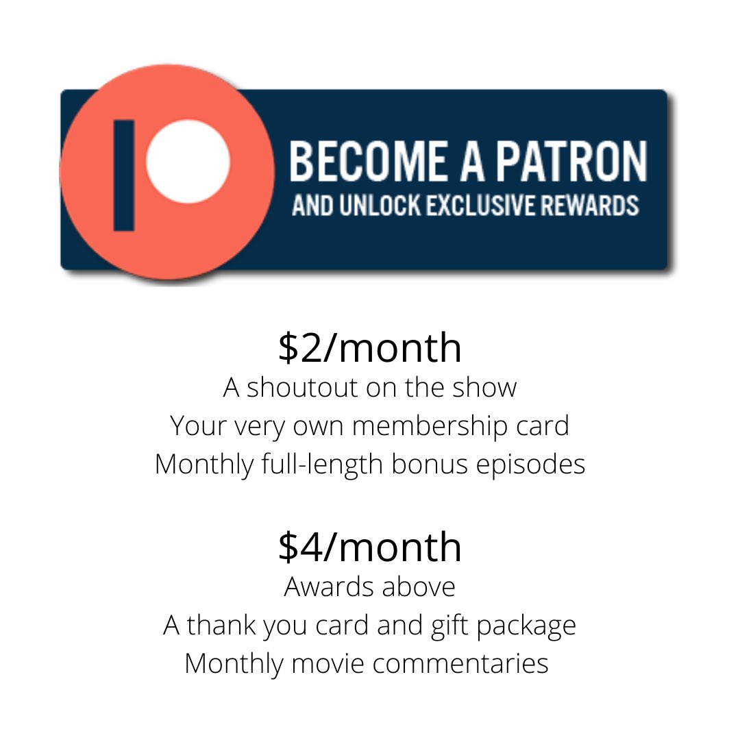 VariconVideo's tweet image. Just a reminder that we have Patreon! Patrons’ monthly pledges support the show by helping to offset our hosting/production costs. 

For the price of a single movie rental a month, we will thank you with these great perks, including content not available on our main feed!