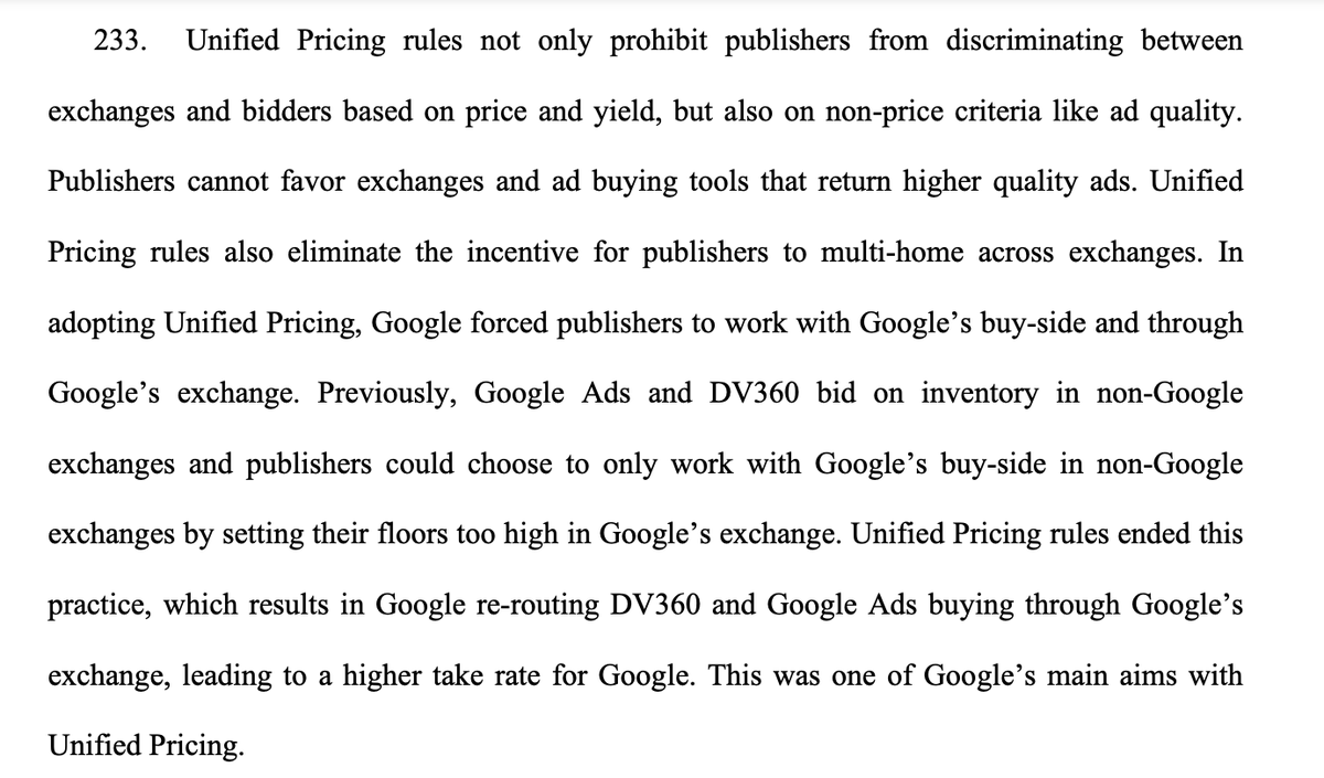 Other tweaks from Google also ensured that they controlled a larger share of inventory – introduced a new “Unified Pricing” rule which meant all buyers had to have similar floors and thus sophisticated publishers who earlier used to set high floors to reduce Google’s share (20/n)
