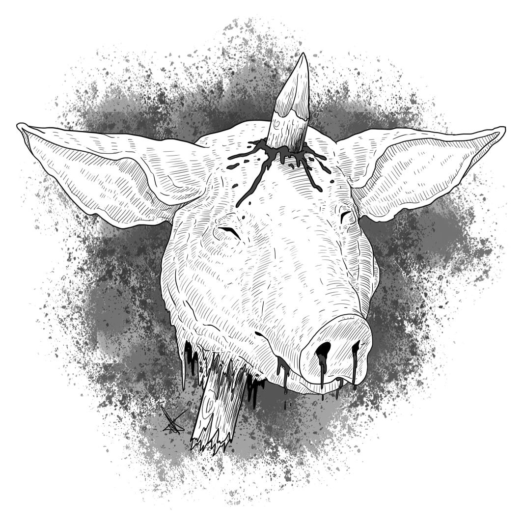 lord of the flies pig head cartoon