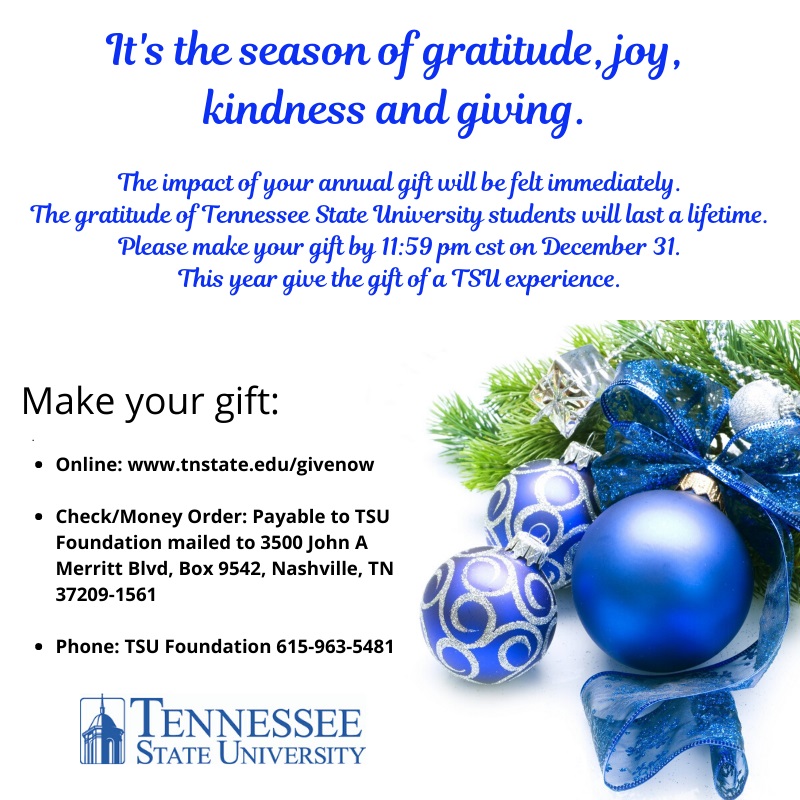 tsu_arag's tweet image. Donate at tnstate.edu/givenow or text TSUAF to 41444.