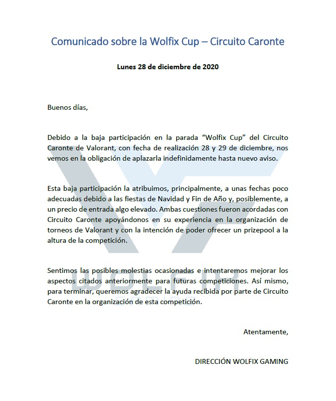 WolfixGaming's tweet photo. 📰 Comunicado | #WolfixCup - @CircuitoCaronte https://t.co/sPD8zr3gD5