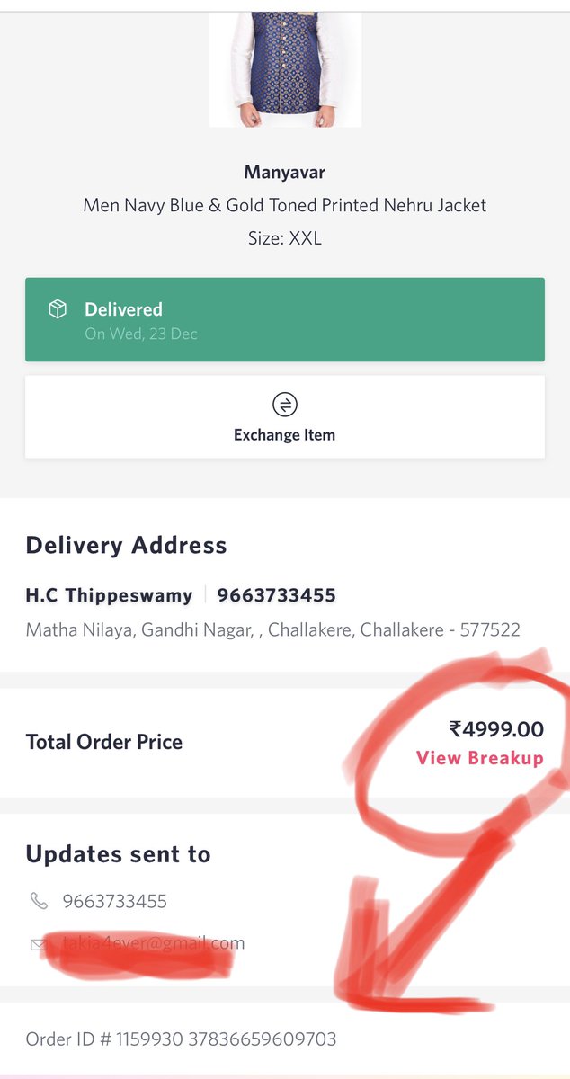 takia4ever's tweet photo. @MyntraSupport  @myntra  

I Ordered - XXL
I Received - XL with XXL price tag

Order Number -
#115993037836659609703

Misrepresentation - Fraud by #Myntra

Escalation desk is replying - Exchange is not possible

Cash Paid on Delivery

Complaint Number - IN20122713282435408630 https://t.co/N7MeqV1CLe