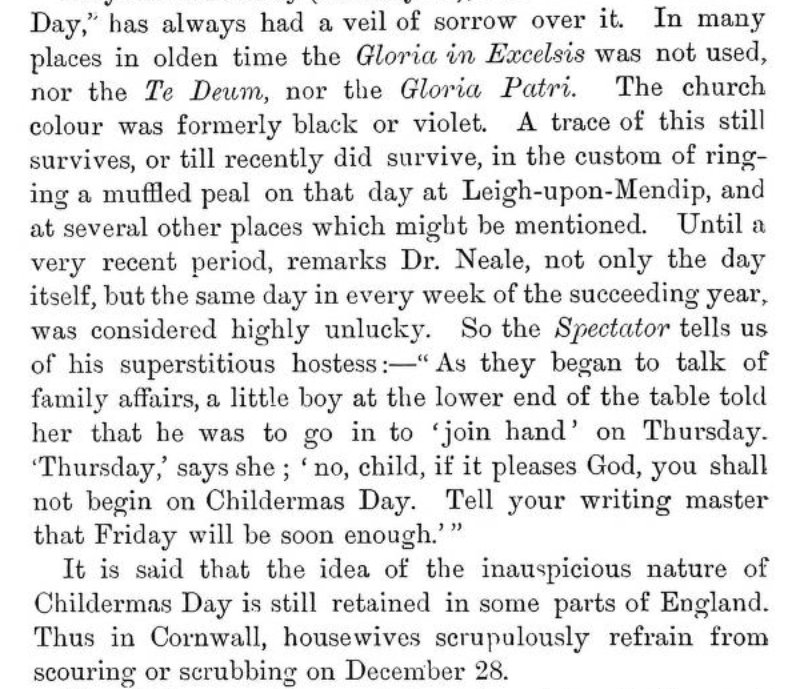 'Childermas Day has always had a veil of sorrow over it'  https://archive.org/details/cu31924029242604/page/n247/mode/2up