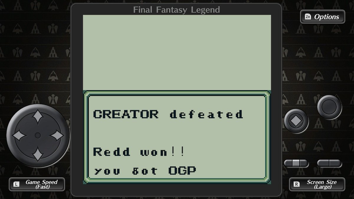 ReddMcKnight's tweet photo. Creator is defeated! Game clear!
#CollectionOfSaGa
#NintendoSwitch https://t.co/lvZhtkCUH9