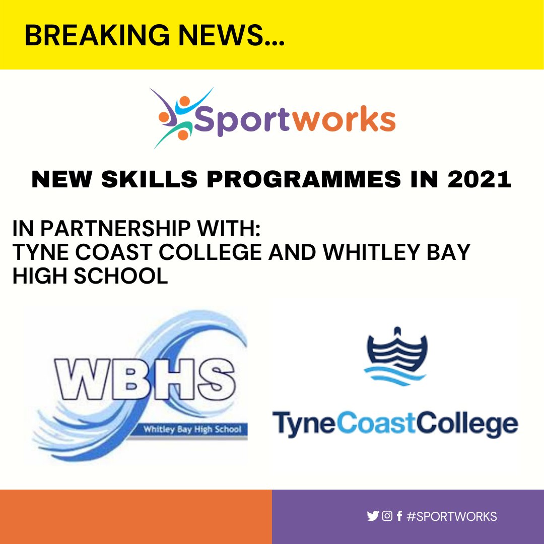 SportWorks's tweet photo. NEW SESSION ANNOUNCEMENT! In January 2021 we will be working with Tyne Coast College and Whitley Bay High School to support learners in their personal development! If we can help you and your learners contact: mike.davies@sportworksltd.co.uk
#schooldelivery #educationandskills https://t.co/1lcqLuJ36I