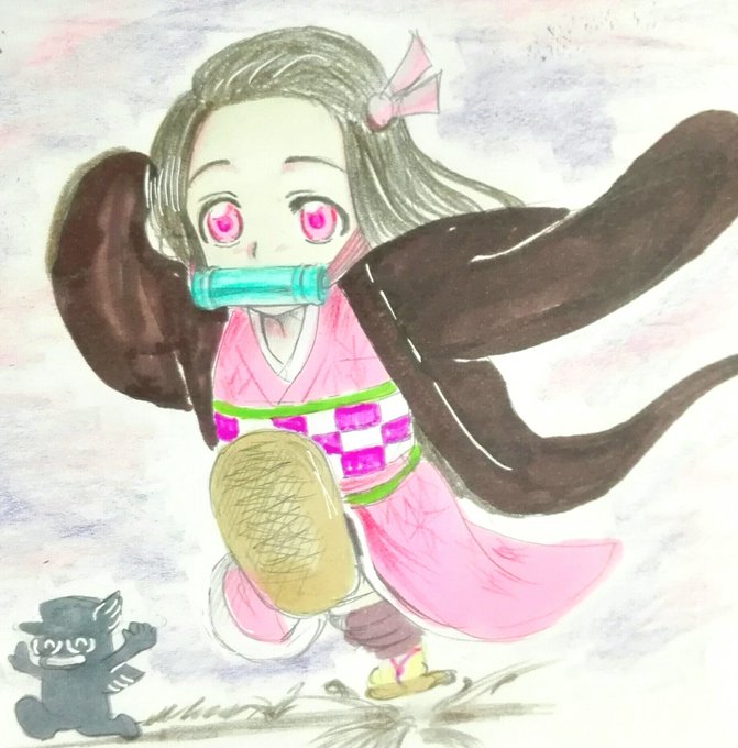 OtorasunさんがTwitterに投稿した竈門禰豆子(鬼滅の刃)のイラスト。