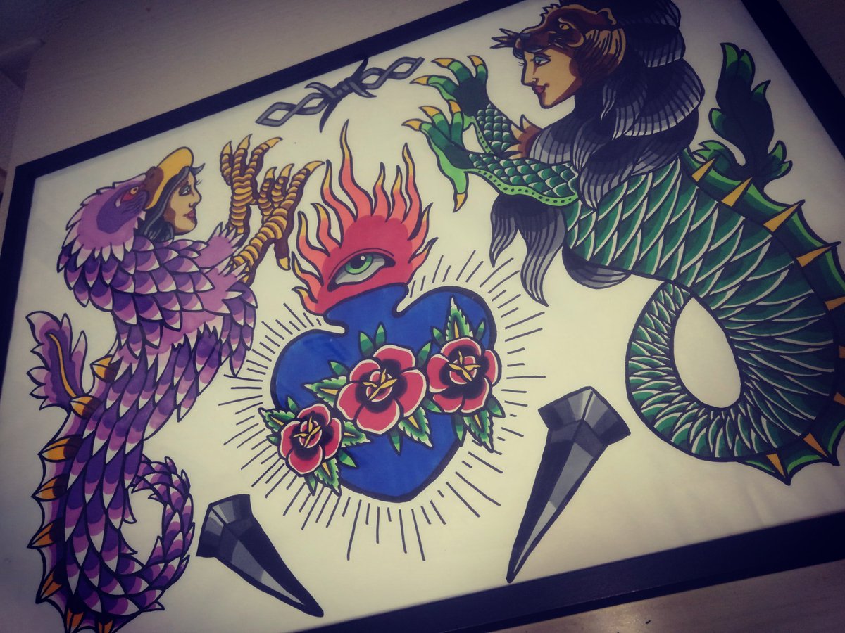 Shou Tattoo Art Tokyo できました タトゥー 刺青 オールドスクールタトゥー イラスト お絵かき コピック コピックイラスト デザイン アート T Co Aj8w3rspie Twitter