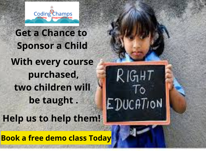 ChampsCoding's tweet image. Book a course for your child and in turn we will sponsor a poor kid. An initiative towards #RightToEducation.
Book a free trial on : juniorcodingchamps.com
#coding #FreeDemoClass #RightToEducation #booknow #codingchamps #chancetosponsor