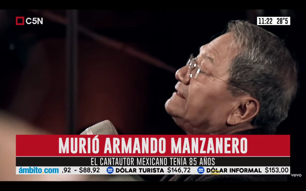 C5N's tweet image. ⭕ #AHORA: Murió por COVID el cantautor mexicano Armando Manzanero. Tenía 85 años.