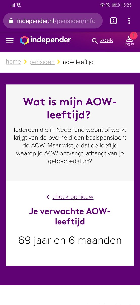 Weet niet hoe ik hier beland ben, maar blijkbaar moet ik naar verwachting tot m'n 69,5e werken. Goeie genade.