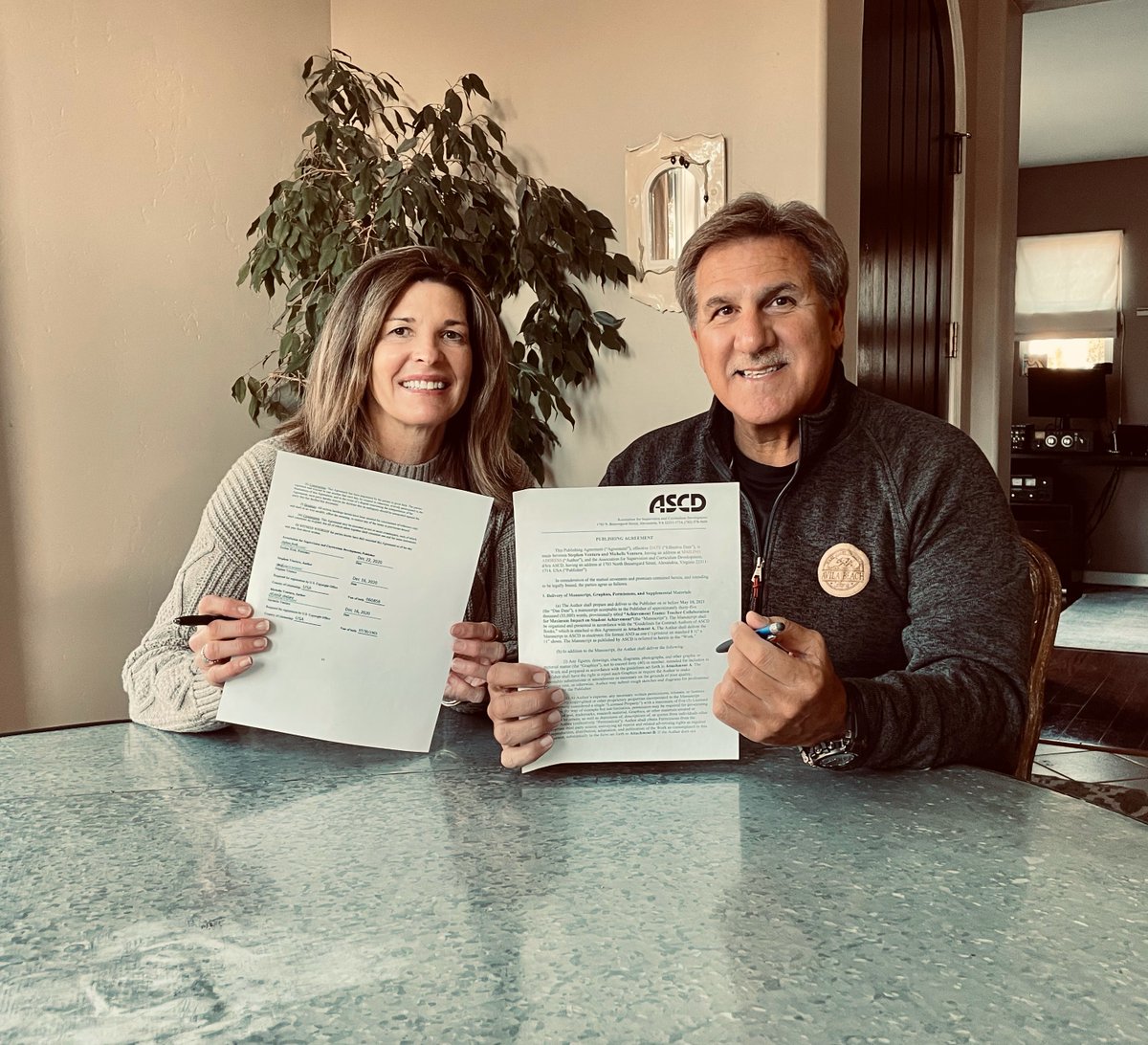 smventura's tweet photo. I am pleased to announce that @mventura_teach &amp; I have just signed our publishing contract with @ASCD for our newest book on Achievement Teams. Due to COVID delays, the book will publish in 2021 &amp; we could not be more proud to be partnering with such a premier publisher. #authors https://t.co/CVsMPP3GFv