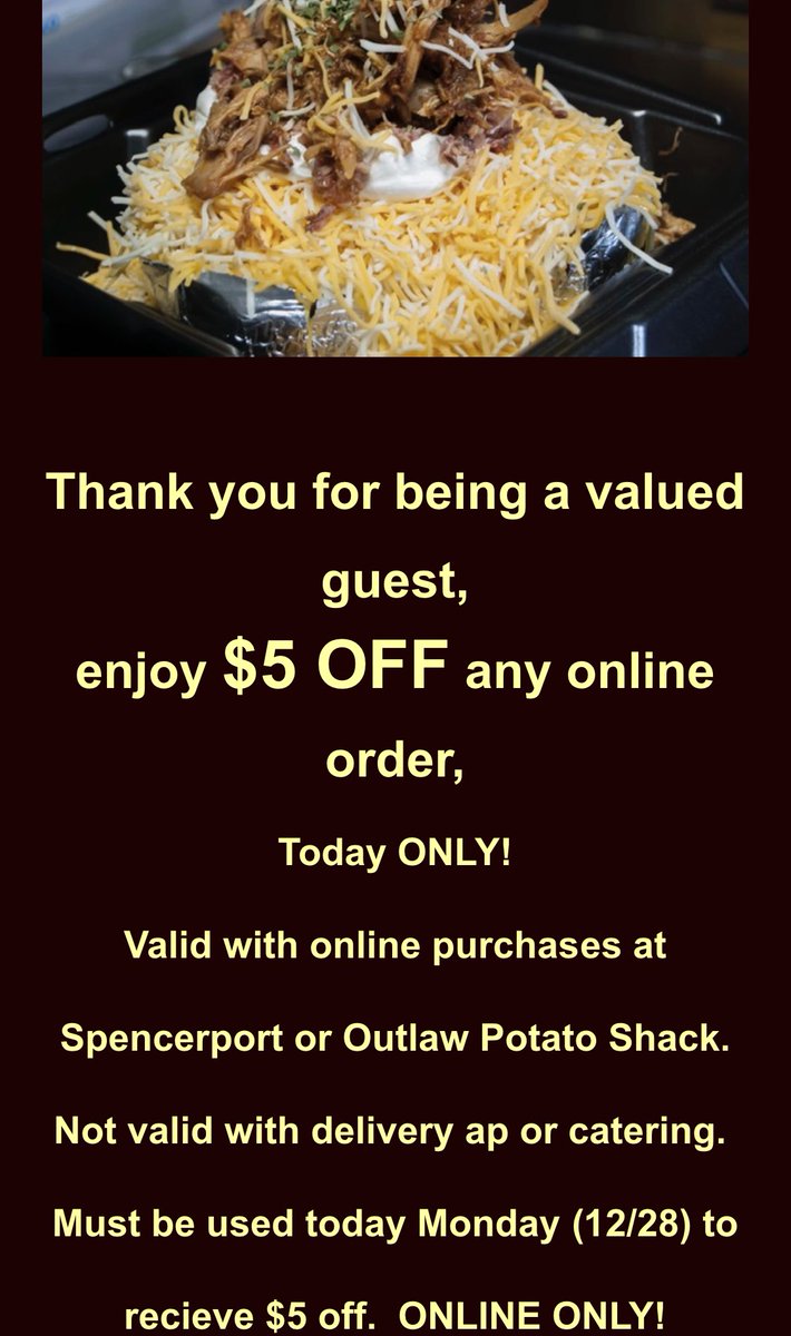 ‼️Online Special - today, Monday 12/28 only‼️#roc discount automatically applied on online order
