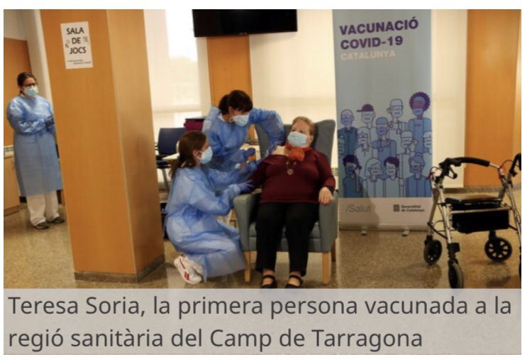 Tecletes's tweet photo. Teresa Soria ha estat la primera persona vacunada contra la covid-19 a la regió sanitària del Camp de Tarragona. Té 74 anys i en fa dos que viu a la residència de la Mercè de #Tarragona. És iaia de #tecletes i forma part del #ProjecteHoritzons 
Estem TAAAAN contentes! 💓 https://t.co/mf7f1bClbF