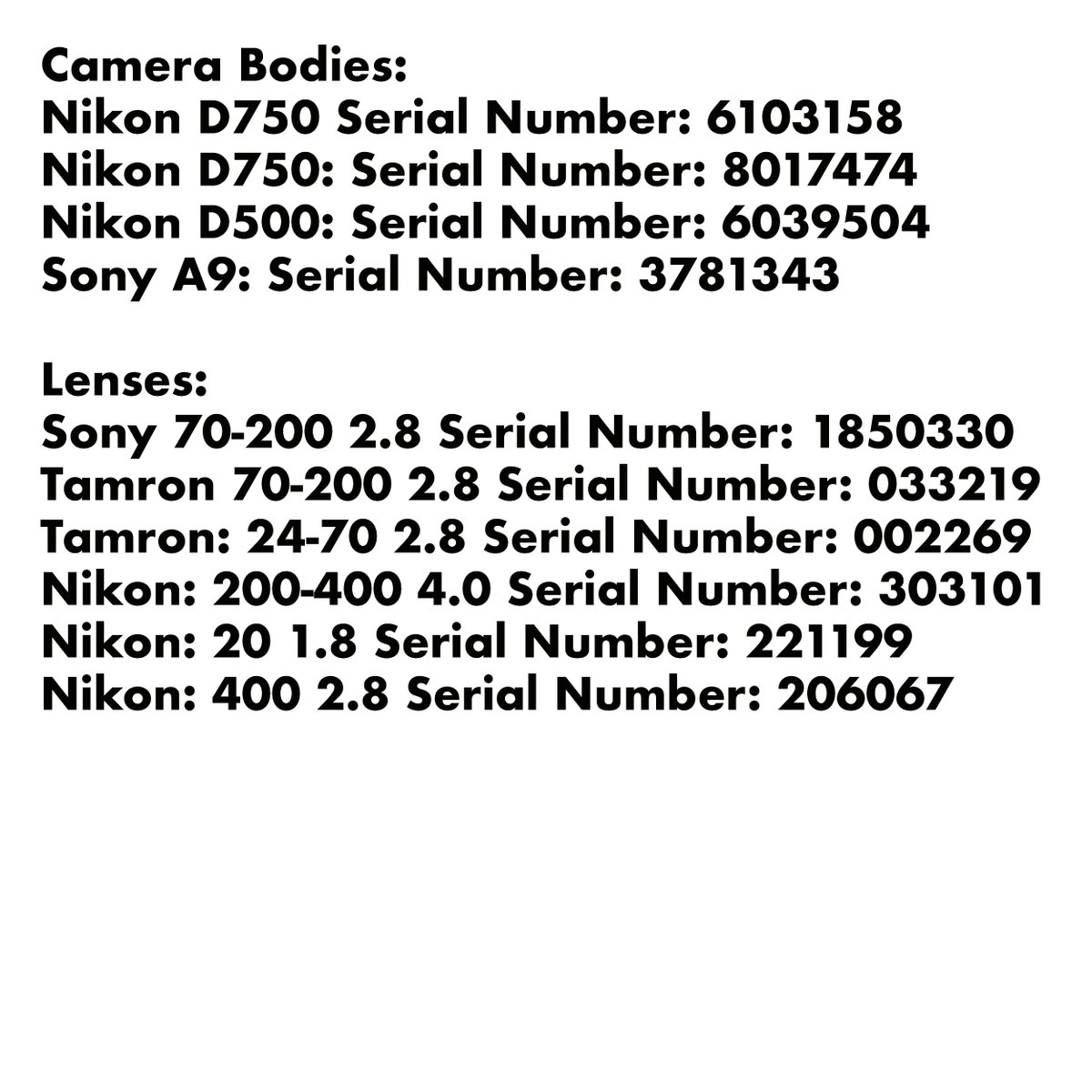 kyle_hemsley's tweet image. Feeling devastated today as last night my home was burgled and I've had all of my camera equipment stolen, attached is a list of the missing items along with their serial numbers. If you see any for sale please get in contact! Thank you.