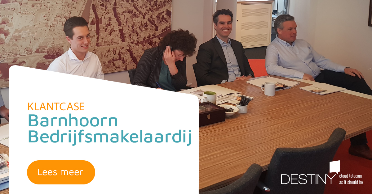 Barnhoorn Bedrijfsmakelaardij is een klein maar krachtig makelaarskantoor in Leiden. Zij zijn aangesloten bij de NVM en zetten zich dagelijks in voor hun opdrachtgevers. Zij kozen voor de VoIP-oplossing van Destiny. destiny.nl/onze-klanten/b…