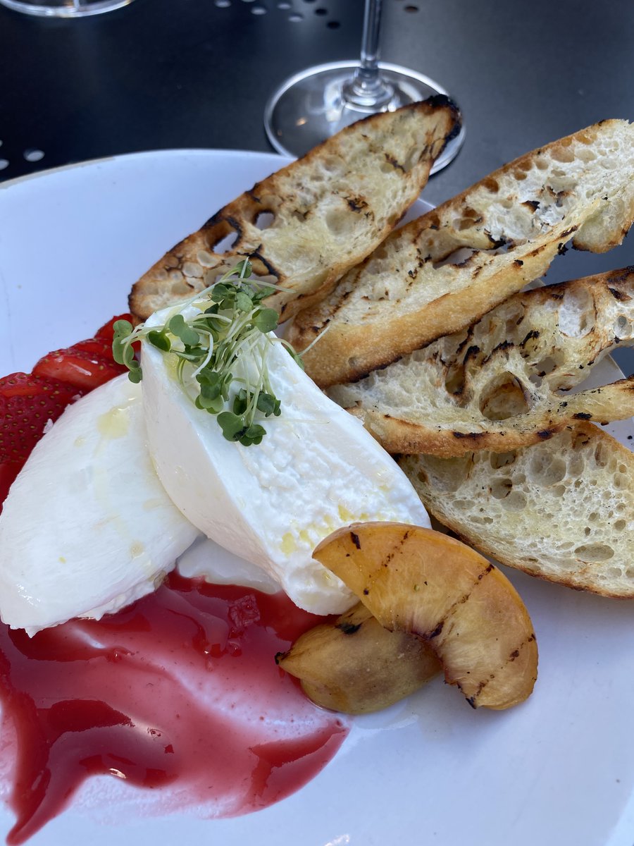 We're celebrating the start of another week in 2020 with fresh Burrata and grilled persimmons. 😍 Order takeout or delivery. This week we're open Wednesday-Thursday 12-8pm, Saturday 12-8pm, and Sunday 12-6pm. bit.ly/3gzE7mU #wineandfood #eatlocal #drinklocal