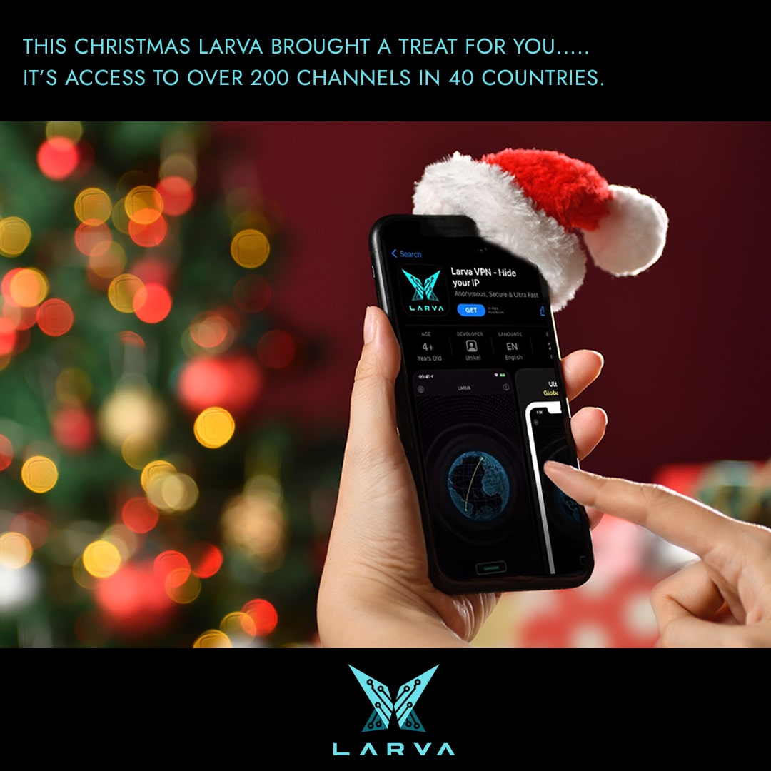 Want to watch your favorite TV shows but don’t have access to the channel?
Well, worry no more. Santa has brought just the gift for you. Download Larva VPN and access your favorite channels today.
Learn more at larva.app
#larvavpn #larva #vpn #christmas #celebrate