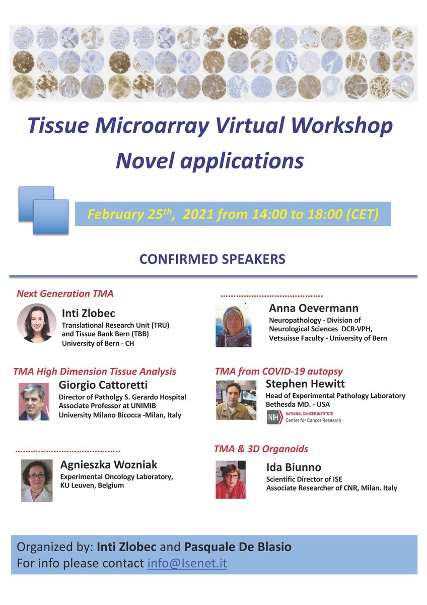 IsenetL's tweet image. Save the date: Tissue Microarray: Novel Applications Virtual Workshop
Registration on-line: lnkd.in/dsbcxSD
#tissueMicroarray #DigitalPathology #multiplexing #3DOrganoids #TissueBank #TMA