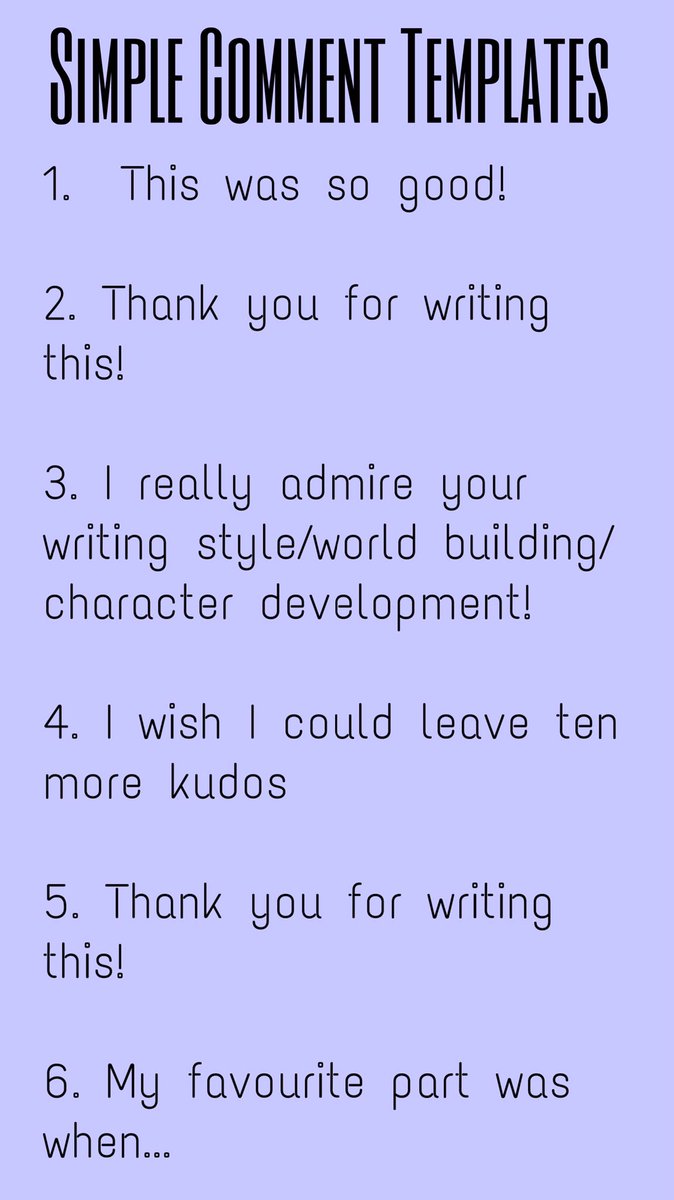 here are a couple ways you can comment. there are so many more ways but if you find yourself at a loss for words, try these!