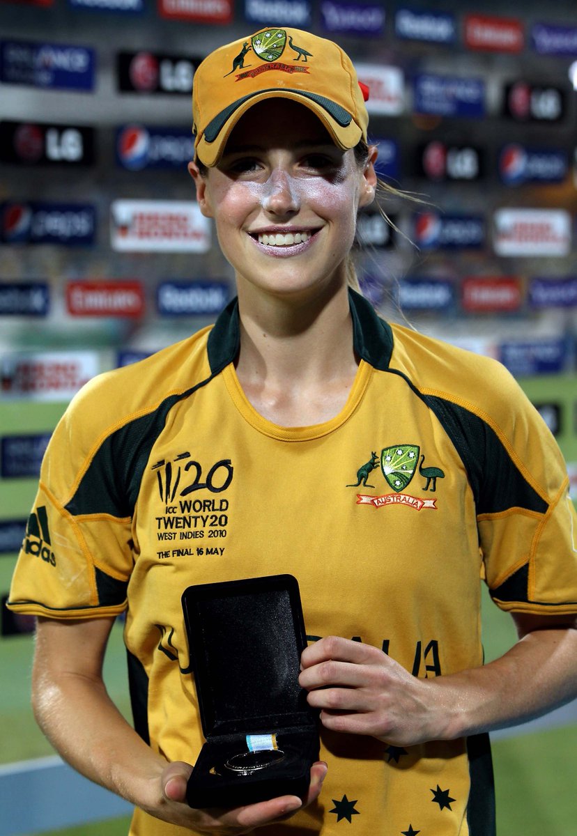In the 2010 Women's T20 World Cup, Ellyse Perry won the Player of the final for her stupendous bowling performance which helped Australia defend a low target of 106 and clinch the trophy.  #EllysePerry |  Getty Images