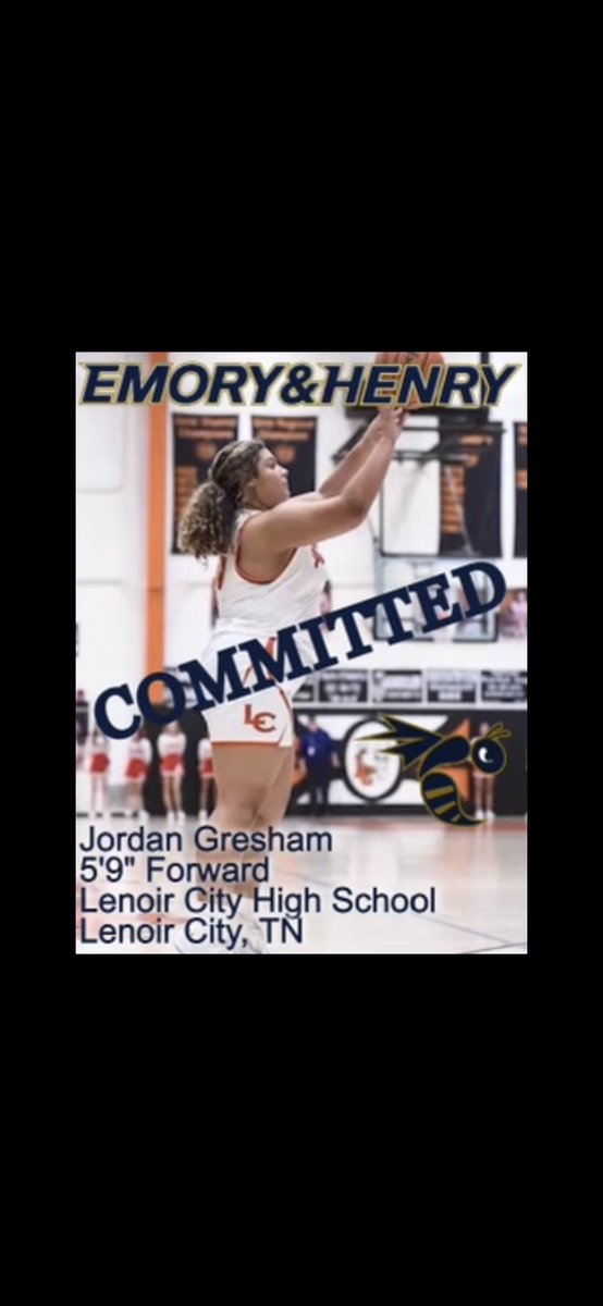 JordanGresham4's tweet photo. After a lot of thought and prayer, I have decided to officially commit to Emory &amp; Henry College to further my academics and basketball career! I’m so excited to be a part of this program! Blessed! Go Lady Wasps! @EHCWBB @EHC_CoachD @LCHS_GirlsBball @5StarPreps  @NewsHeraldSport https://t.co/L8sb5ncSfU