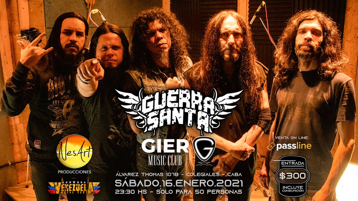 #GuerraSantaEnConcierto 
Sáb. 16 de Enero en #GierMusicClub
Av. Álvarez Thomas 1078, Colegiales CABA
Y así empezamos el año #2021 
GRACIAS a Nesart Music Producciones con un show exclusivo, es la única manera que se puede volver a las tarimas y no lo dudamos...