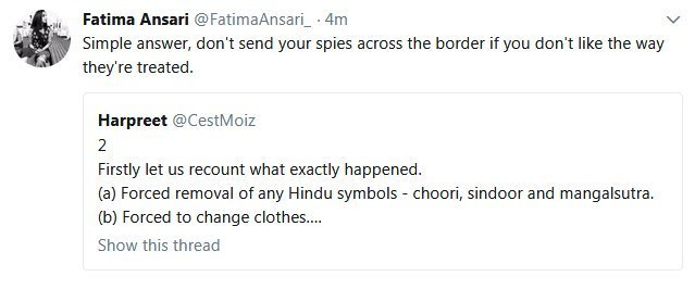 With such ppl virtually running the country, can one really blame its common folks for their blinkered world view? Everything is justified by 'Indian Terror'No going into details, not questioning anyoneOne word answer - Indian Terror!These tweets were in reply to this thread