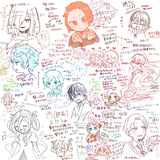 感想を描き込むタイプの絵師が4人集まったのでわんさか描きました……うちのこもよそのこも可愛いぜ…… 