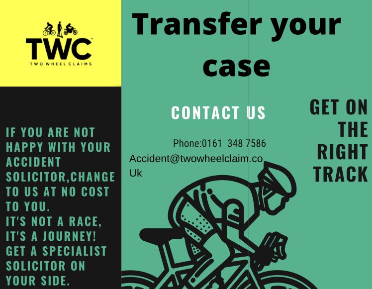 If you are not happy with you accident solicitor, speak to us to transfer your case to us at no extra cost to you #TwoWheelExperts #NoWinNoFee #CycleAccidents #MotorcycleAccidents #ScooterAccidents #cycling #cyclelaw #motorbikes #cyclelife