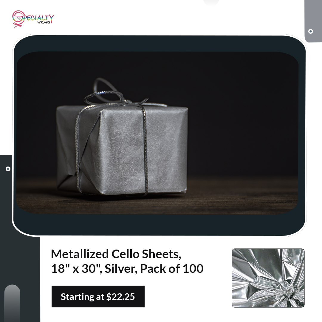 SpecialtyWraps's tweet photo. Enjoy awesome gift wrapping with our silver metallized sheets that will make the presents even more tempting.
Available in a pack of 100 sheets.
Buy now and enjoy.
https://t.co/GwMMGc2675
.
.
.
.
#Specialtywraps #cellosheets #wholesale #thesmartchoicegiftwrapping https://t.co/6YhrVU6B9c