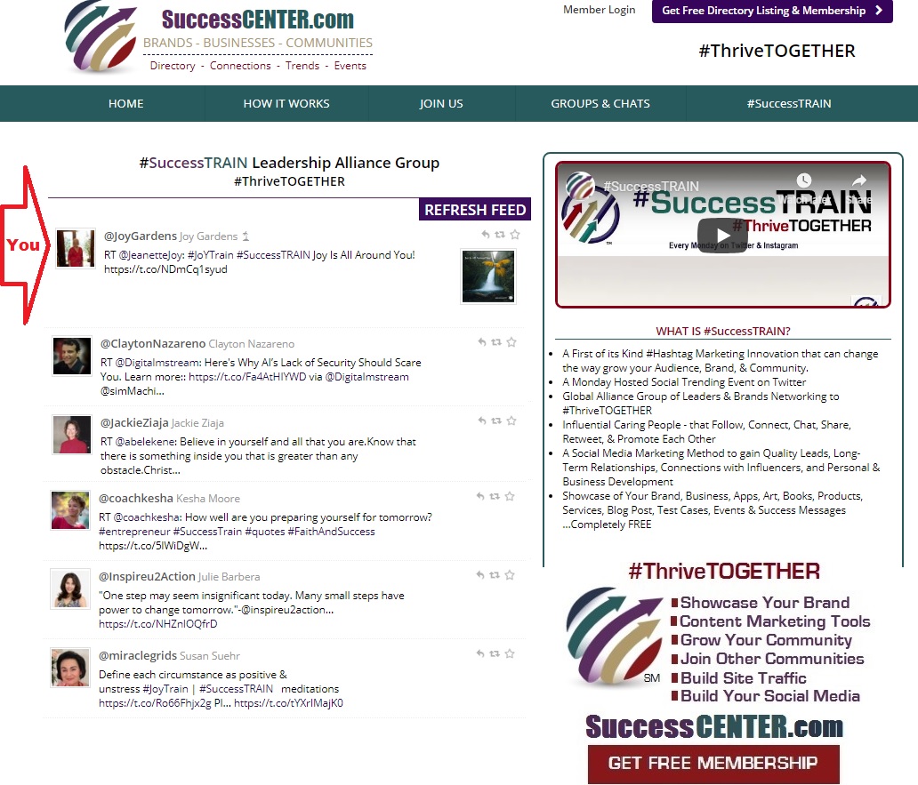 ThriveInAI's tweet image. SEE YOUR 
#SuccessTRAIN Tweets on SuccessCENTER 
Here &amp;gt; successcenter.com/SuccessTRAIN
You can be FRONT PAGE NEWS too - How? 
1&amp;gt; Get A Free Membership &amp;amp; About Your Business Listing
2&amp;gt; Post A #Business PR,Article or #News
3&amp;gt; Post Your #Events
Join SuccessCENTER.com/Join  
#FrontPageNews