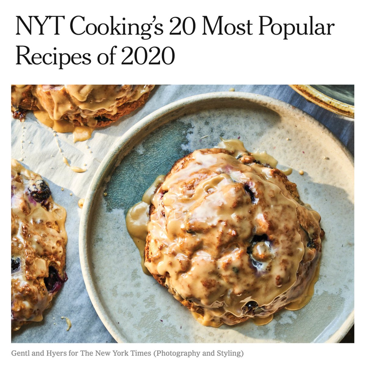 Wow! Joanne's Maple-Blueberry Scones (also found in #PastryLove) were among the most popular @NYTCooking recipes of 2020 🤩 Head to the link below to check out all top 20 recipes + start baking👩‍🍳 nytimes.com/article/most-p…