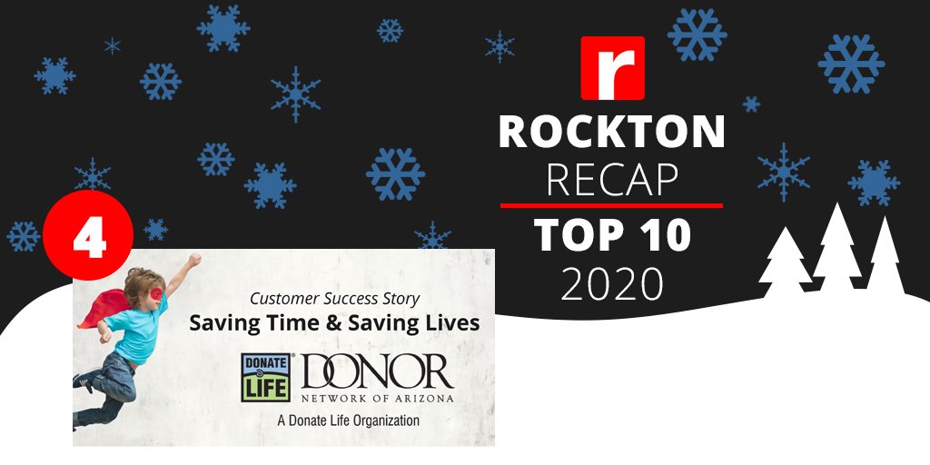 RocktonSoftware's tweet photo. We have reached #4 in our #RocktonTop10! Read how the Donor Network of Arizona @DonateLifeAZ uses #SmartFill to save time on their searches so they can focus more on what they do best, saving lives! 💪 https://t.co/E6EPYJtWVy https://t.co/STAwwOdmUD